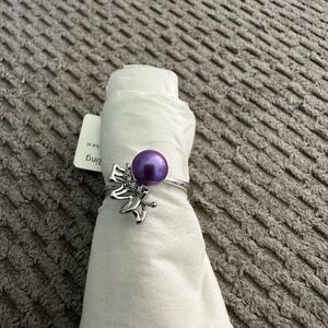 Purple Pearl Silver Ring